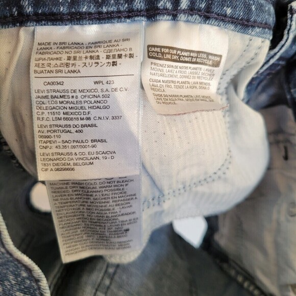 Levi's Blue Distressed White Speckled Denim Jean Short Shorts Size 24 - Picture 11 of 14